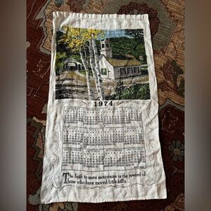 Vintage 1974 Linen Calendar Towel